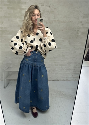 Printed flower denim long skirt Light Blue Vintage A1090198 Ganni 